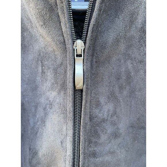 Nautica Mens Black Faux Suede Faux Fur Heavy Weight Jacket Lined Pockets Size L - Picture 7 of 7